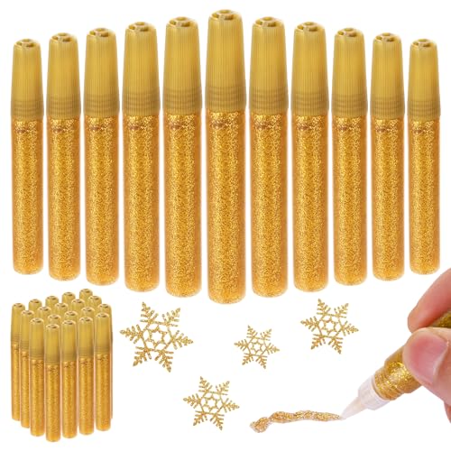 30 Pcs Glitter Glue Pens Gold Glitter Glue Sticks Set DIY Projects & Craft Glitter Paint Pens for Scrapbooking Mothers Day Greeting Cards Holiday Decorations