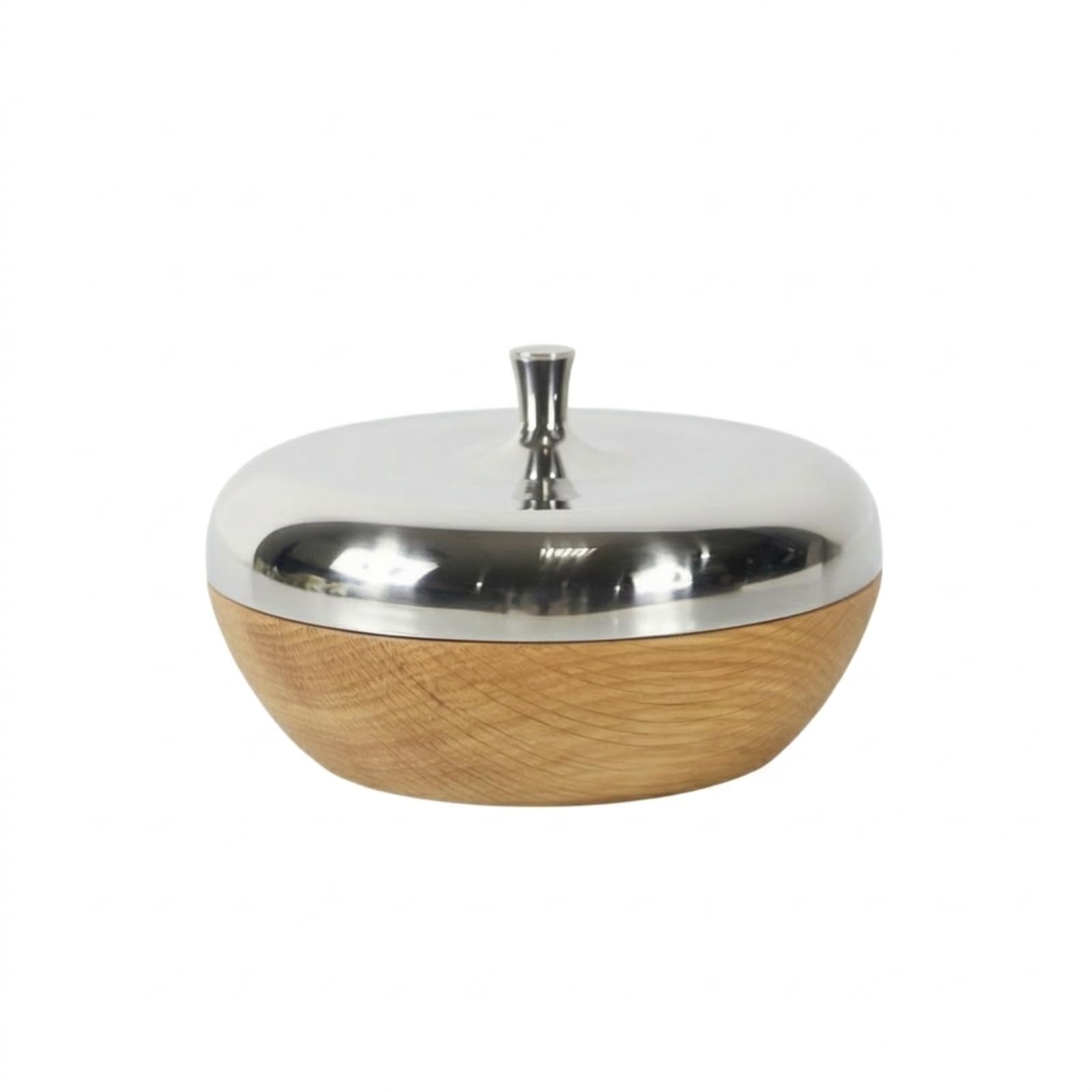 Snackschale mit Deckel Rund Servierschale mit Deckel Modern Aufbewahrungsdose Holzoptik für Wohnzimmer, Kaffeeecke, 16×16×17cm