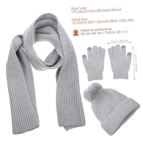 Set de invierno para mujer con gorro bufanda y guantes táctiles térmicos 2