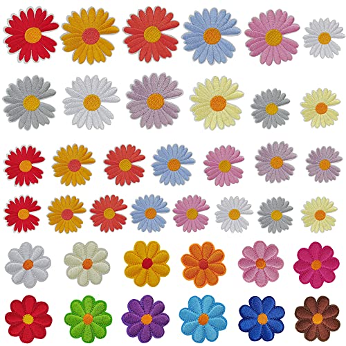 Parches de Apliques de Flores,39 Piezas Coser Hierro en Parches Patch Sticker Parches Ropa Termoadhesivos DIY Costura de Apliques, para Reparación y Decoración de Camisetas, Vaqueros, Ropa, Bolsos