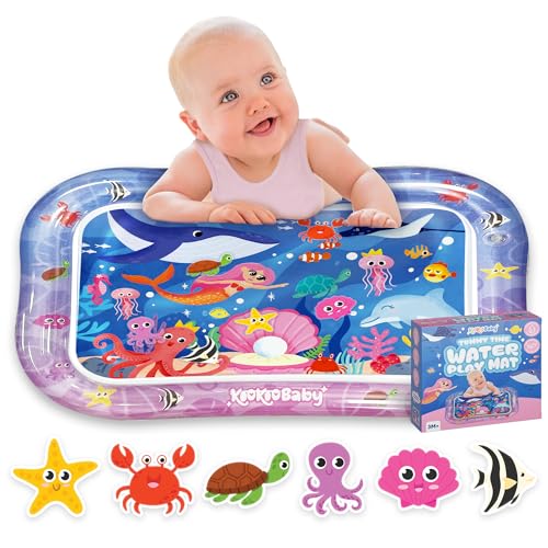 Image of KooKooBaby Water Tummy Time Mat - Large Sensory Baby Water Mat for Tummy Time & Motor Development - Leak-Proof, Durable Play Mat for Babies 3 Months+ - Infant Water Play Mat for Baby Boys & Girls