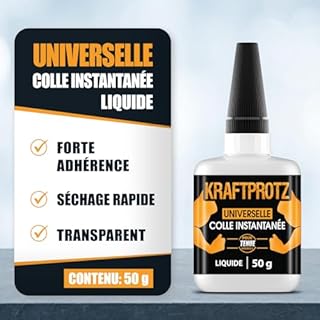 Colle forte extra fluide 50 g – colle super glue pour réparations précises & fissures capillaires – résistante à l’eau & à la chaleur – plastique, métal, bois, verre – KRAFTPROTZ