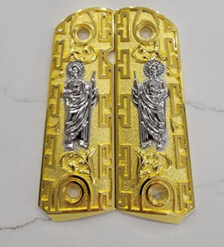 1911 Grips San Judas St. Jude Full Size Grips Government Grips Ambi Cut Gold Plated #TOP2