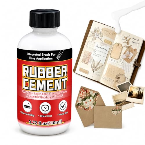 Rubber Cement 110ml Multifunctional White Adhesive No Wrinkling PVA Glue Ideal for Crafts Paper Fabric Wood Photos DIY Crafts and More