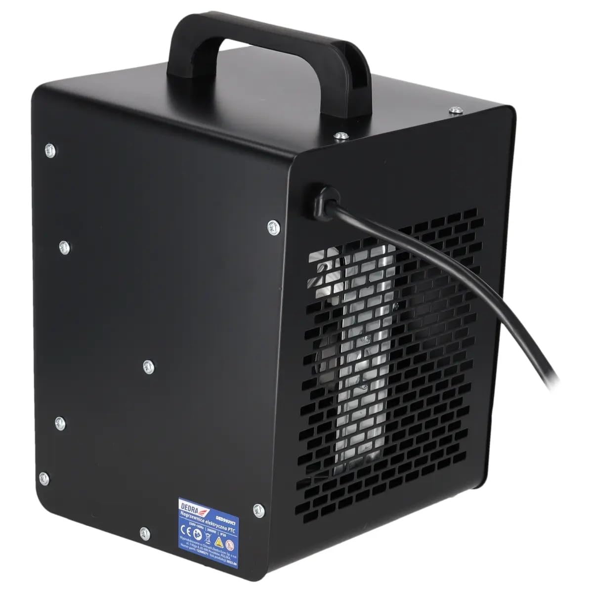 DEDRA Termoventilatore elettrico PTC 3,0 kW per ambienti fino a 30 m², con elemento riscaldante in ceramica, per ambienti ben isolati, termostato, protezione contro il surriscaldamento, tre modalità