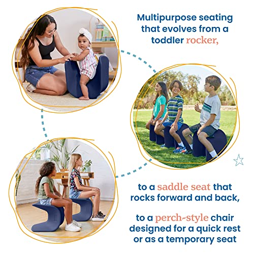 Image of ECR4Kids Wave Seat Perch Stool, 14in - 15.1in Seat Height, Flexible Seating, Navy, 2-Pack