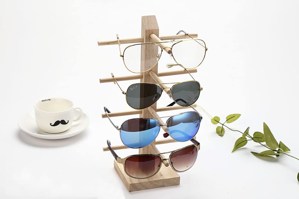 Alnicov Sunglasses Display Wooden Eyeglass Holder Storage Stand for Storage and Presentation Suitable for Sunglasses,Myopia Glasses,Mirror,Reading Glasses