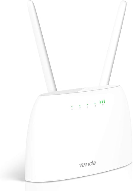 Tenda 4G06 300 Mbps 4G VoLTE Cat 4 Mobile Wi-Fi Router, Sim Slot Unlocked, No Configuration Required, RJ11 Ports Voice Service, 2 Detachable Antennas, Data Traffic Monitoring, UK Plug
