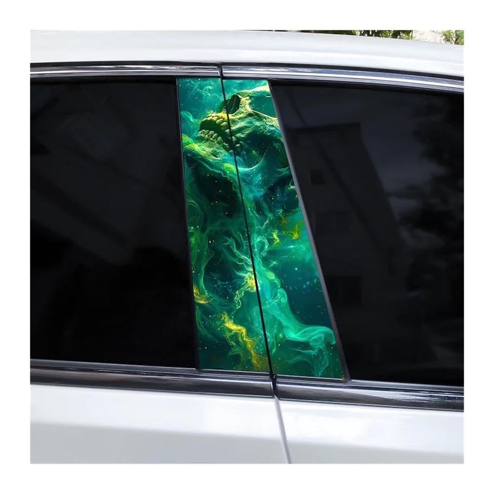 Body Parts 2pcs Skull Alien Stickers Car Center Pillar PVC Stickers Waterproof Decorative Decals(F)