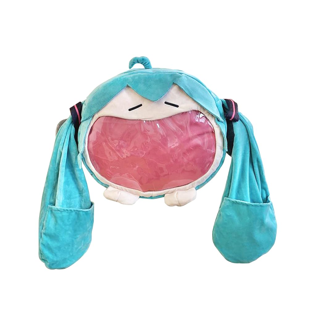 Zhongkaihua Miku - Zaino in peluche a tema anime, 46 x 32 cm, per cosplay, badge, fan, collezionisti, uso quotidiano, regalo di compleanno