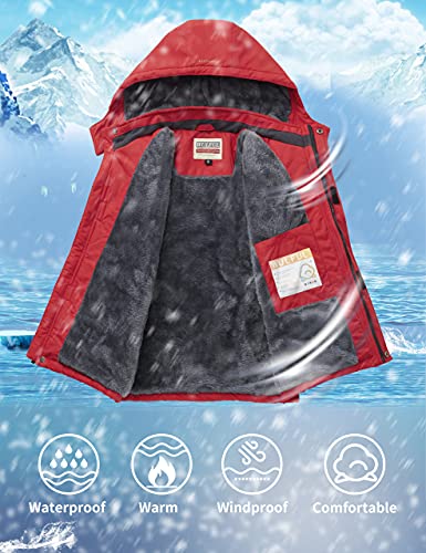 Image of WULFUL Boy's Waterproof Ski Jacket Warm Fleece Hooded Winter Snow Coat