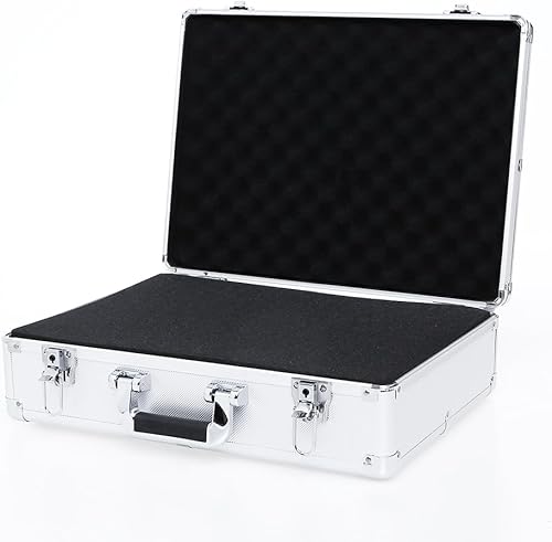 Miniatura 4 de AxiGear Estuche rígido de aluminio con inserto de espuma personalizable para bricolaje, 15 x 10 x 4 pulgadas (acabado cromado)