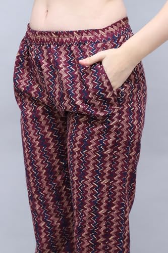 Image of Rajnandini Women's Cotton Blend Jaipuri Printed Kurta Set with Dupatta (JOPLST218-P Wine & Beige P)