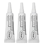 Clear Eyelash Glue Pack of 3 – Quick‑Set Latex‑Free Adhesive, Strong Waterproof Long‑Lasting Hold, Rapid‑Dry Transparent Glue for False Strip Lashes, Cluster & Individual Lashes, 7g / 0.25 Ounces Each