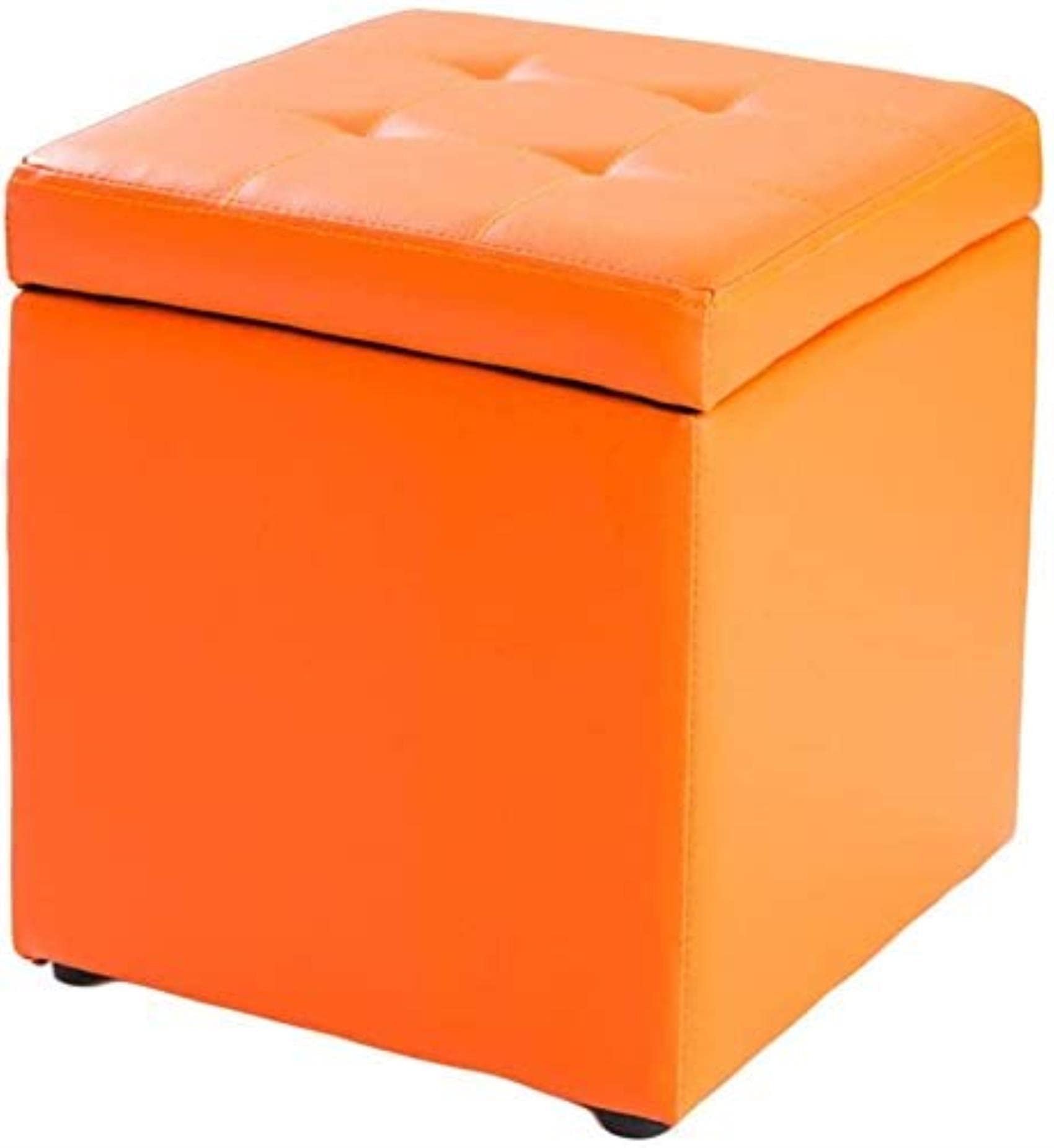 Repose-pieds similicuir orange : rangez vos plaids avec élégance
