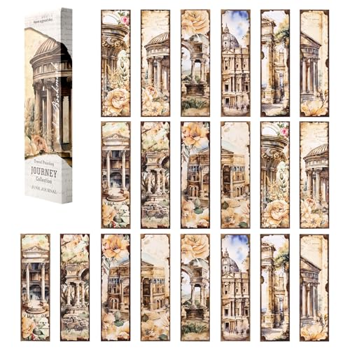 AVECMOI Set di 20 Segnalibri in Stile Vintage, Tema Viaggio, Segnalibri di Carta per Insegnanti, Studenti e Amanti dei Libri (Giallo