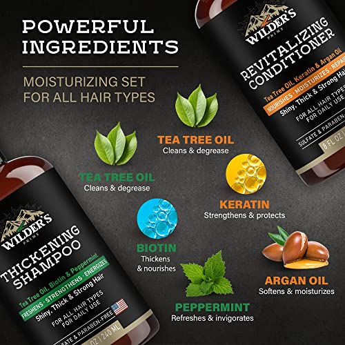 Men's Shampoo And Conditioner - Hair Thickening & Revitalizing Set - Natural Formula With Biotin, Tea Tree Oil, Keratin, Argan Oil, Peppermint - For Daily Use & All Hair Types - 8 Oz X 2 #TOP3
