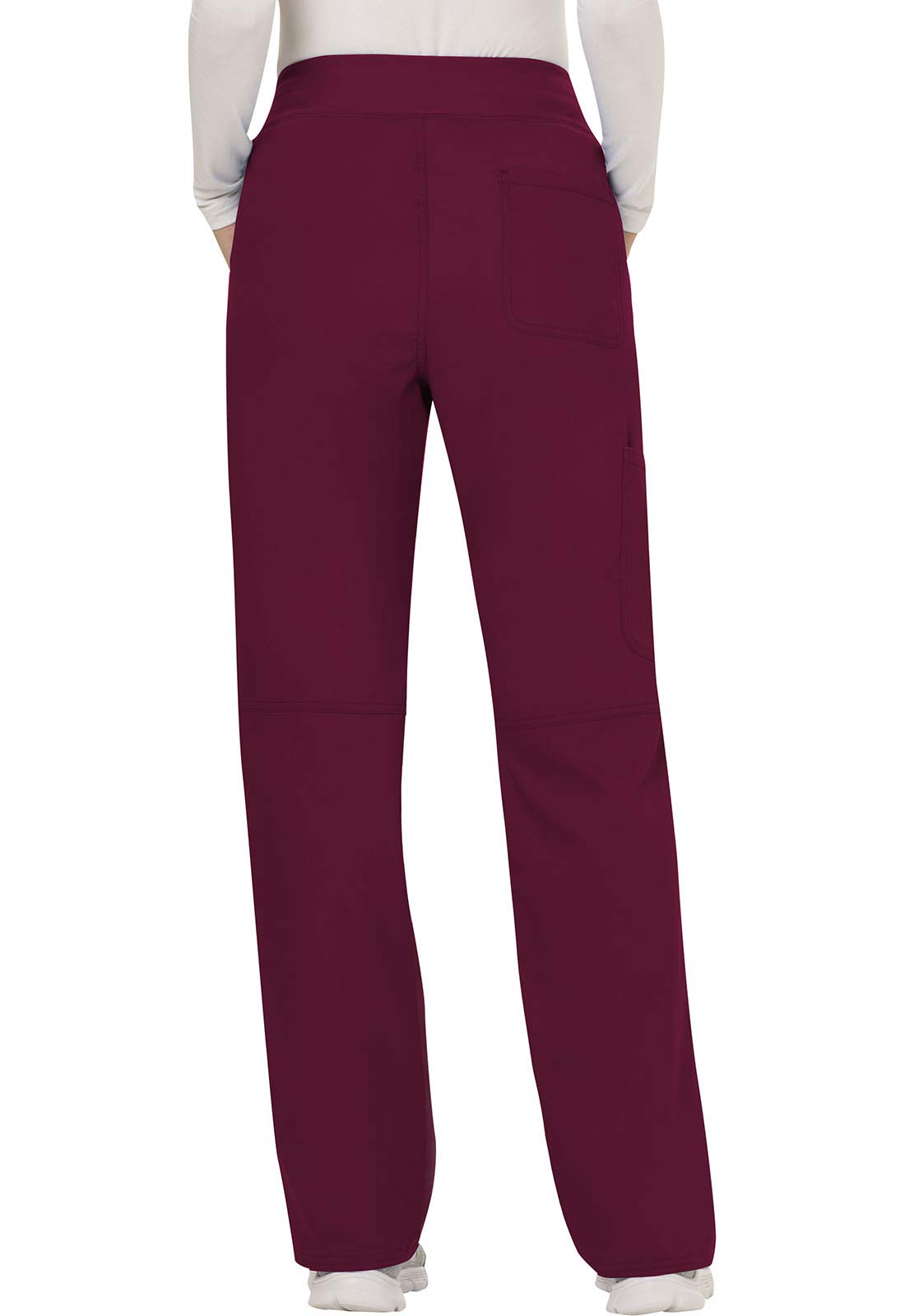 Cherokee Conjunto de uniforme médico para mujer, ajuste clásico moderno WW610 con pantalón de pierna recta y tiro medio, WW110, color vino, talla S Top/XS