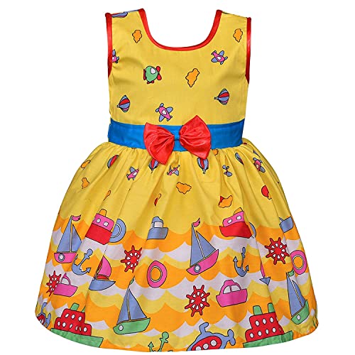 Image of Wish Karo Baby Girls Cotton Frock Causal Dress for Girls-Orange Dress - (ctn306)