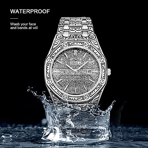 Dentily ONO-004 Unique Pattern Carved Men'S Quartz Watches Stainless Steel Silver Bracelet Men Wrist Watch thumb #3