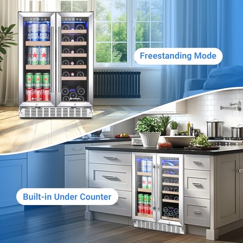 AAOBOSI Upgraded 88 Cans 24 Inch 19 Bottles Dual Zone Wine and Beverage Cooler,Built-in and Freestanding,Removable Fashi - Additional View