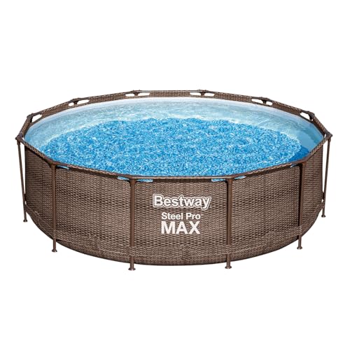 Bestway Steel Pro MAX Ersatz Frame Pool ohne Zubehör Ø 366 x 100 cm, Rattan-Optik (Schokobraun),...