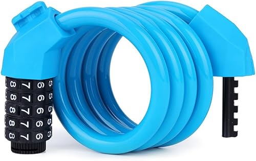 Vista 2 de Bicycle Lock, 12mm Thick Steel Cable, 5-Digit Combination, Waterproof and Rust-Resistant for Cycling Security, Black(1.2m Black)