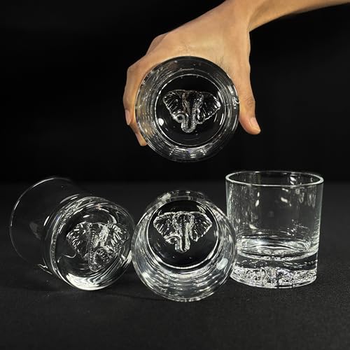 Image of Melbify Plain Elephant Whiskey Glass Gift Set | 4 pcs Set | 300 ML | Ultra-Premium | Imported | Luxurious | Ideal for Wedding Gifts, Anniversary, VIP and Corporate Gifts