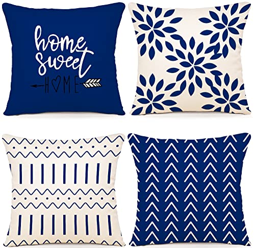 YCOLL Pillow Covers 18x18 Modern Sofa Throw Pillow Cover, Decorative Outdoor Linen Fabric Pillow Case for Chair Sofa Couch Bed Car