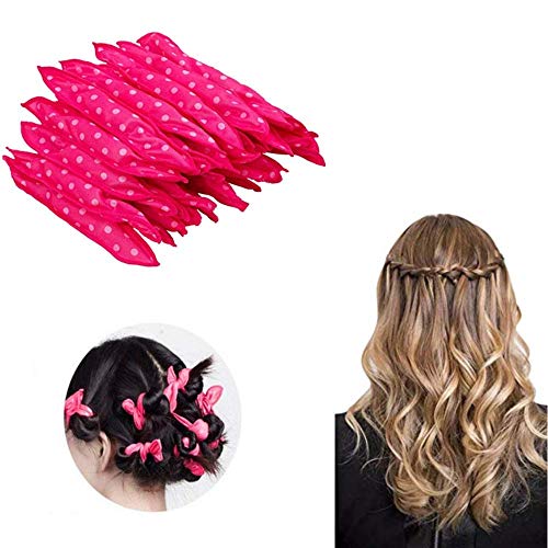 Kaptin 30 Pack Foam Hair Curler,Curling drum,Pillow Cloth Hair Rollers Night Sleep No Heat DIY Hair Styling Roller Tools-Pink