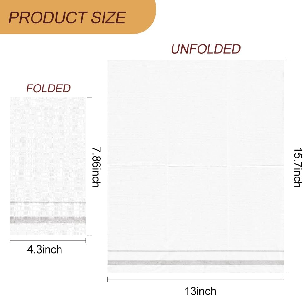 200 Pack Disposable Paper Napkins, Soft and Absorbent Paper Hand Towels, 3-Ply Silver Trim Lined Elegant Dinner Napkins for Kitchen, Wedding, Parties, Dinners or Events (15.7" x 13")