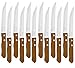Juego de 12 Cuchillos de mesa con mango de madera natural, Cuchillo de Carne Acero Inoxidable - Hoja de Filo Liso