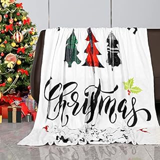 GALAXYER Christmas Tree Farm Fresh Throw Blanket, Double-Sided Printed 130 x 150 CM Happy New Year Xmas Warm Blanket for Bed Sofa Couch Chair