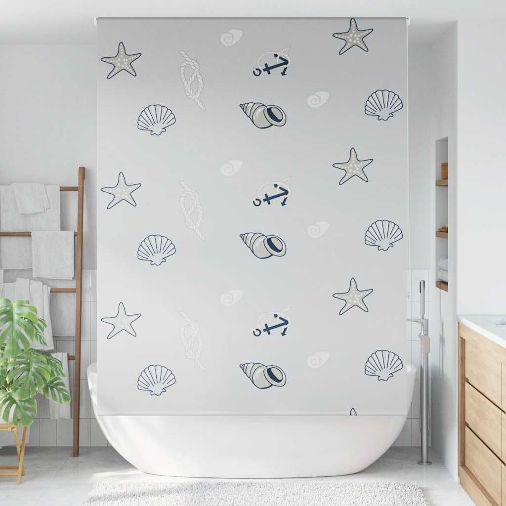 Store de Douche 150 x 240 cm, PEVA Imperméable, Design Étoile de Mer, Monté Facilement, Pour Salle de Bain, Rideau Douche, Douche, Toilettes