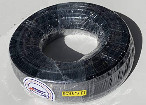 Harvest 75 Ft RG-213 U Coax Cable PL259 Connectors, 50 ohm CB, Ham Scanner