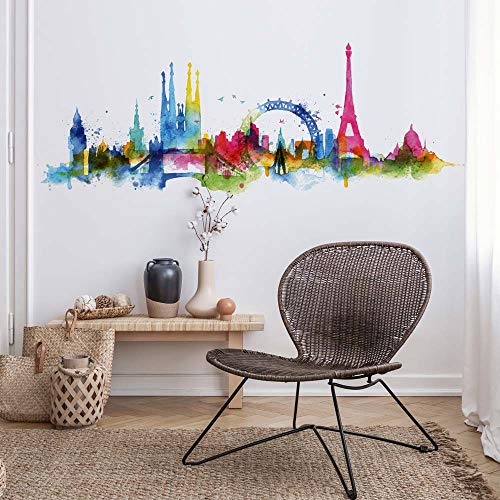 kina - UVCD0059 Autocollants Muraux Stickers Ville Gratte-ciel Tour Eiffel Paris - Décoration Murale Salon Cuisine Chambre Entrée
