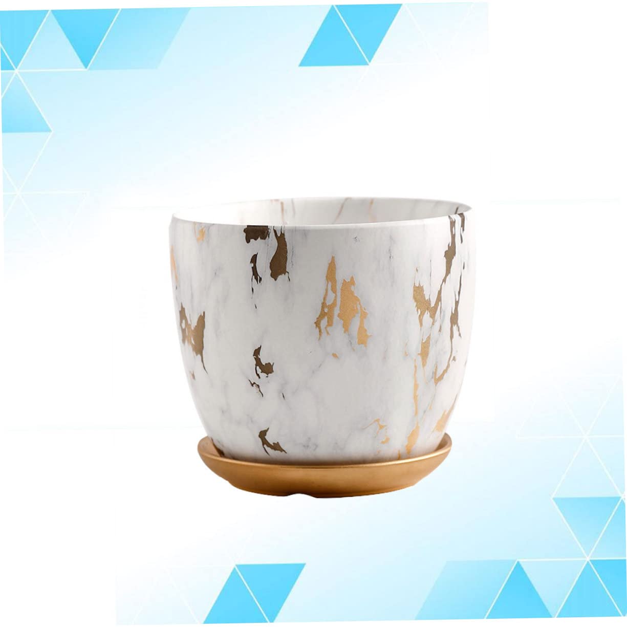 BESPORTBLE Vaso in Ceramica Motivo Marmorizzato Bianco, Contenitore per Piante Grasse e Cactus, Design Creativo Rotondo per Decorazioni di Giardino e Regalo per Appassionati di Piante