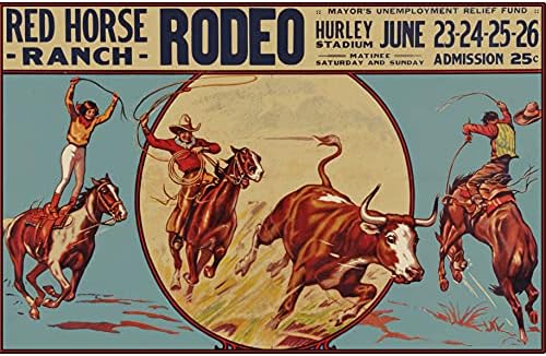 Amazon.com: Dreacoss Rustic Retro Metal Tin Sign - Vintage Rodeo Metal ...