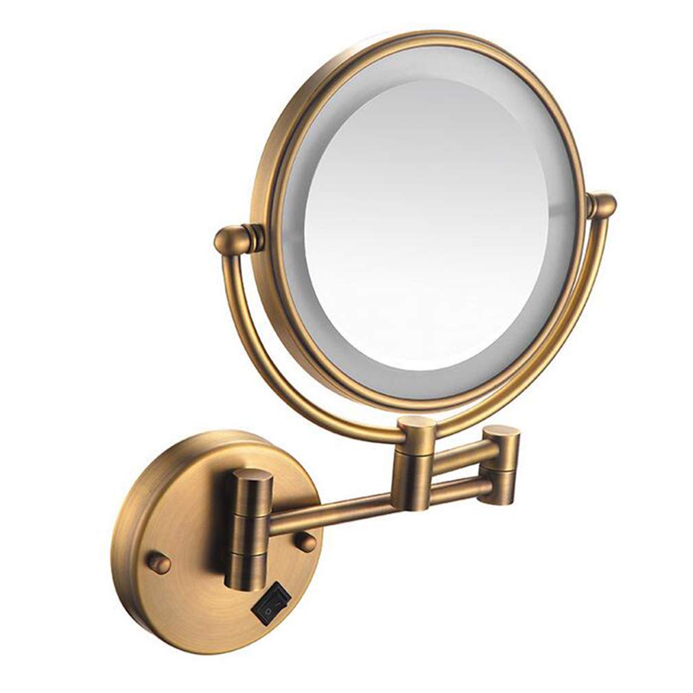 Miroir de maquillage à LED double face grossissant 5X miroir de salle de bain mural bronze