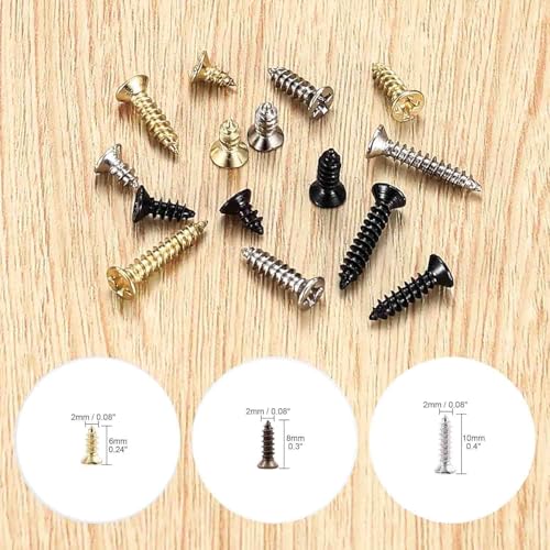 Image of 8 Different Sizes of Small Wooden Nails and Flat Tapping Screws Combination 1600pcs Contains a Tweezers & a screwdriver