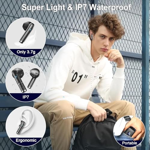 Drsaec Bluetooth 5.4 Kopfhörer, 2026 Neu In Ear Kopfhörer Kabellos Bluetooth 6D Tiefer Bass Kabellose Kopfhörer mit 4 ENC Mic, Noise Cancelling Ear Buds, 30Std, USB-C, IP7 Wasserdicht Sport Ohrhörer – Bild 6