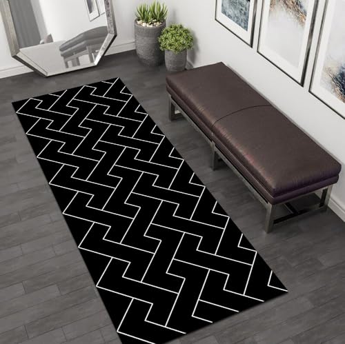 Alfombra de pasillo de rayas negras con tamaño personalizable 5
