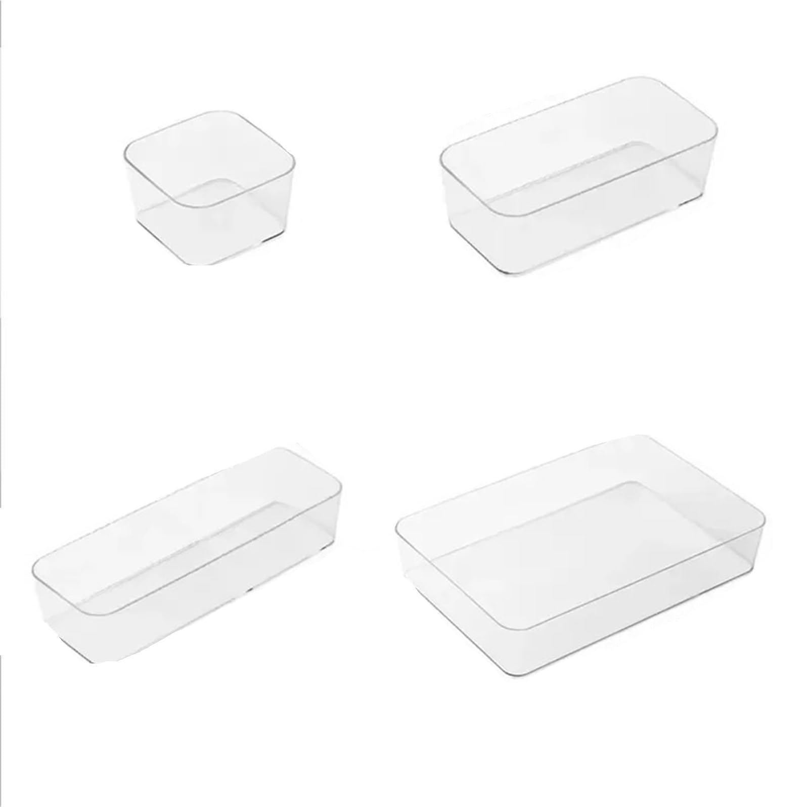 ZHSOAO 4 Pcs Transparent Box Storage Organizer Desk Plastic Container Drawer Table Jewelry Makeup Boxes for Bras, Socks, Underwear