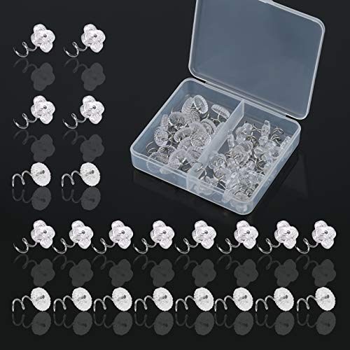 Image of Lunarm 40pcs Upholstery Tacks Clear Heads Twist Pins 0.59 inches | 2 Styles Upholstery Tacks for Furniture, Bedskirt, Slipcovers, Seat Covers, Leather, Cloth and Other Fabric with Box