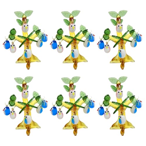 フォーカート かわいい ふくろう 手作り ガラス細工 スモール【フクロウ ツリー】×6個セット