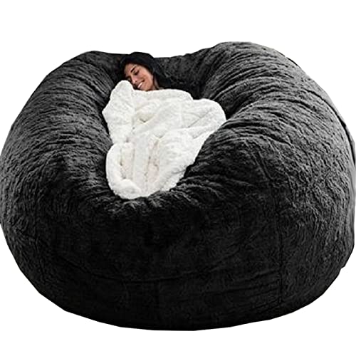 Multifunctional Bean Bag Chair, Large Adult Children’s Living Room Furniture, Soft And Comfortable Bean Bag Cover, Can Relax And Sleep Easy To Clean (no Filling) (Black, 5FT)