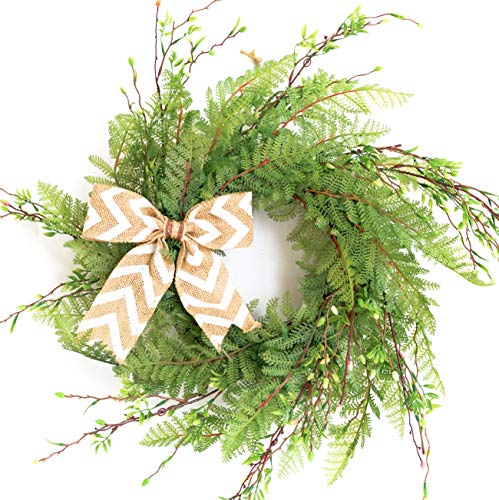 Tiny Land Artificielle Couronne Porte Avant/noué Nœud (55,9 cm de Large) fabriqué à la Main en Osier Rotin Loop Cadre | Home décoratifs écran | Rustique, Farmhouse Décor Cover