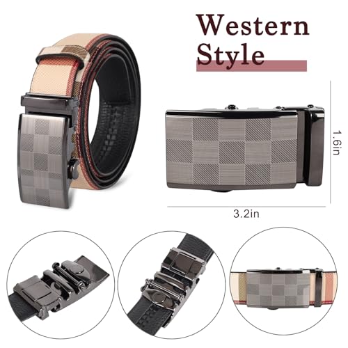 Image of Aurolran Men&Womens Leather Dress Belt Business Automatic Buckle Belt Color-Black Silver Gold