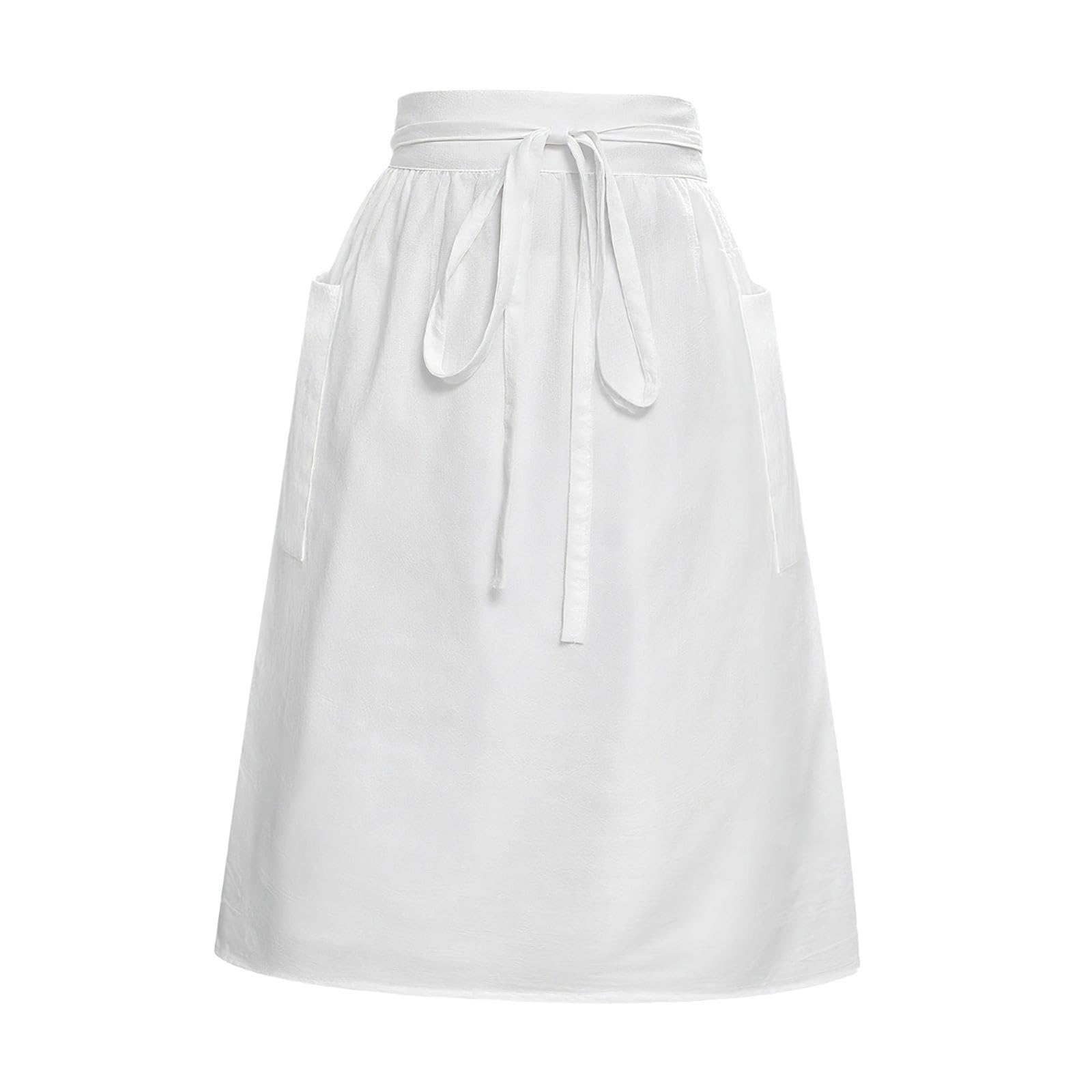 Tablier long blanc pour femme Fenteer anti-tache soubrette ajusté