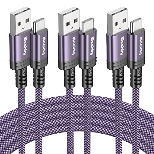 Image of USB-C Fast Charging Cable 1M 3-Pack | Nylon Braided Durable Type-C Charger for Samsung Galaxy S10 /S9 /S8, MacBook, Huawei P30 /P20, Google Pixel & More